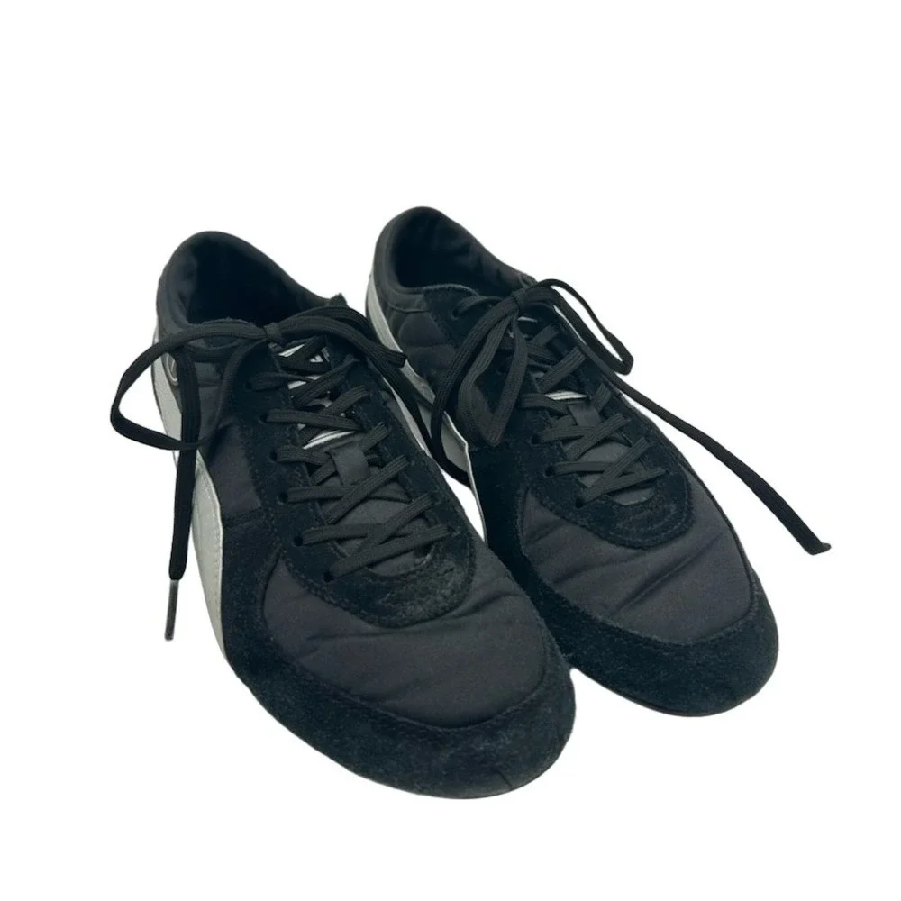 Puma Sneakers Women's Size 8 Black Silver Suede Nylon Low Top Tennis Shoes